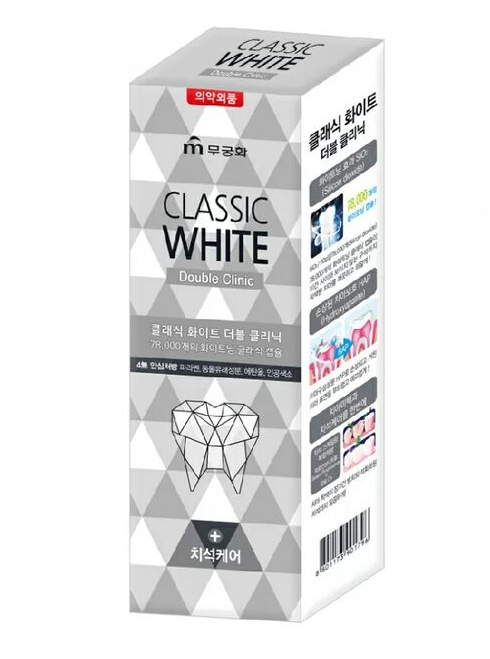 Зубная паста «Classic White» отбеливающая двойного действия с микрогранулами с ароматом мяты (коробка), Mukunghwa 110 г