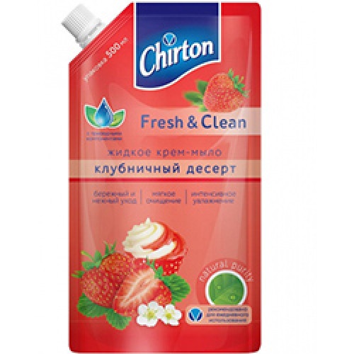 Жидкое крем-мыло Клубничный десерт Fresh&Clean, Chirton 500 мл (мягкая упаковка)