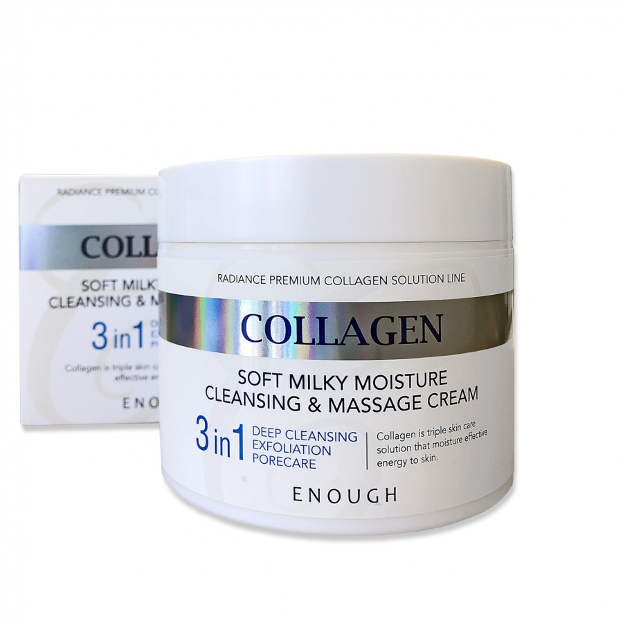 Крем для лица и тела массажный с коллагеном Collagen 3in1 Cleansing & Massage Cream, Enough, 300 г