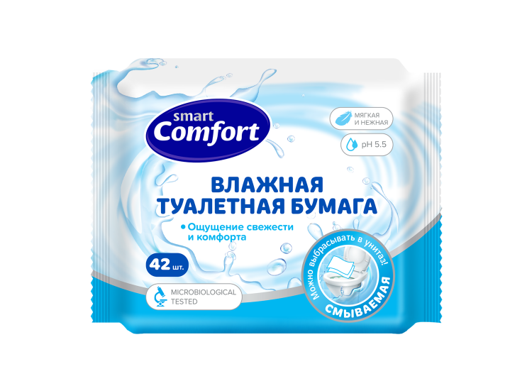 Влажная туалетная бумага Comfort smart, Авангард 42 шт/уп