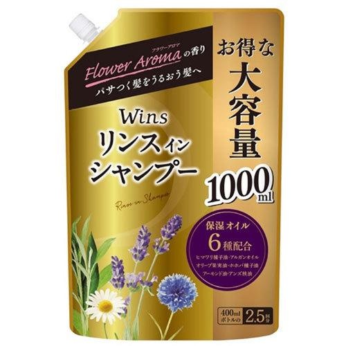 Шампунь 2 в 1 с кондиционером (цветочный аромат) Wins Rinse in Shampoo, Nihon, 1000 мл (мягкая упаковка)