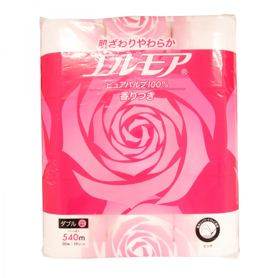 Ароматизированная однослойная туалетная бумага Kami Shodji, ELLEMOI, 55 м, розовая (12 рулонов) 