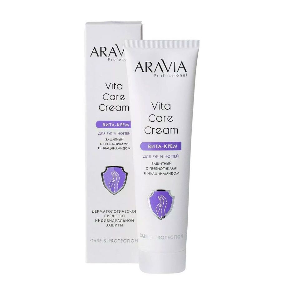 Крем для рук и ногтей защитный с пребиотиками и ниацинамидом Vita Care Cream, Aravia, 100 мл
