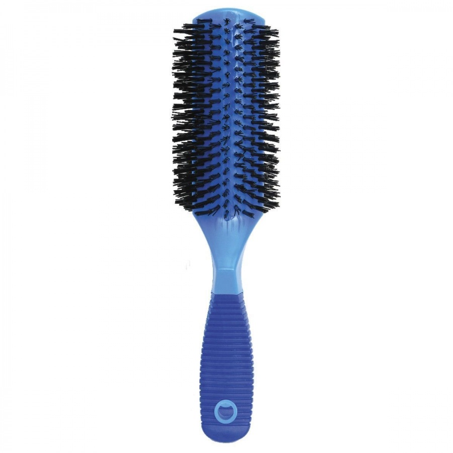 Щётка для укладки волос 730550, 9 рядов, нейлоновая щетина, пластик, синий, 21 см, Ollin 