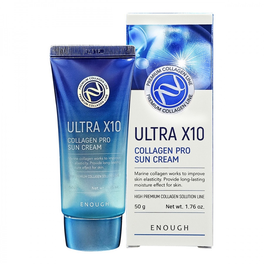 Увлажняющий солнцезащитный крем для лица с коллагеном, Ultra X10 Collagen Sun Cream SPF 50 Pa+++, Enough, 50 г