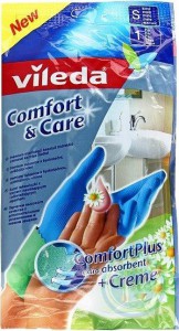 Перчатки Комфорт с кремом (для чувствительной кожи рук, S), VILEDA