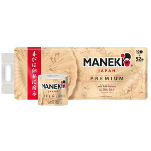 Туалетная бумага трехслойная перфорированная с ароматом ромашки Kabi Premium, Maneki 10 рулонов