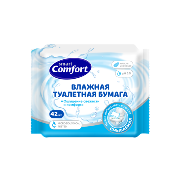 Влажная туалетная бумага Comfort smart, Авангард 42 шт/уп