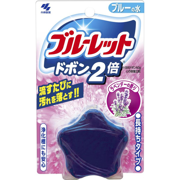 Двойная очищающая и дезодорирующая таблетка для бачка унитаза с ароматом лаванды Bluelet Dobon W Lavender, Kobayashi, 120 г