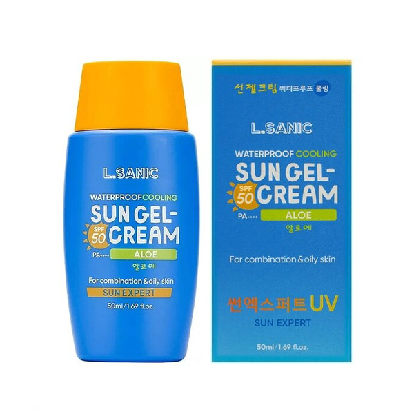 Гель-крем солнцезащитный, водостойкий, матирующий с экстрактом алоэ для комбинированной, жирной, проблемной кожи SPF50/PA++++, L.SANIC, 50 мл