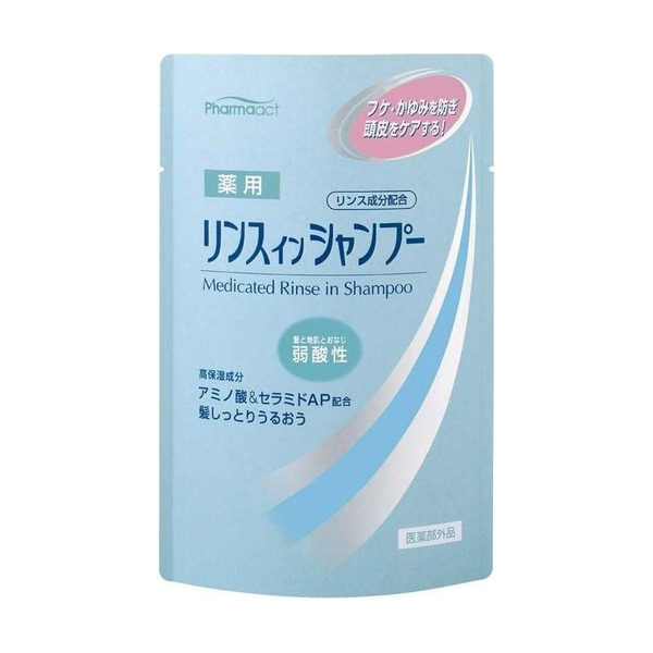 Шампунь слабокислотный против перхоти и зуда кожи головы, сменная упаковка, Mild Acidity Medicated Rinse in Shampoo Refill, Pharmaact 350 мл