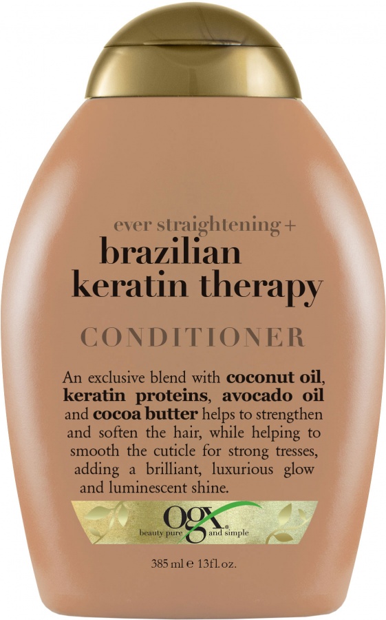  Кондиционер разглаживающий для укрепления волос Бразильский Кератин / Ever Straight Brazilian Keratin Smooth Conditioner, OGX 385 мл