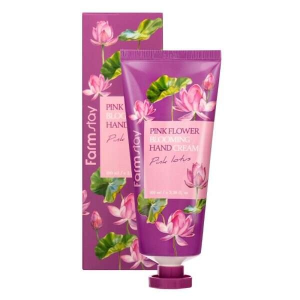 Крем для рук с экстрактом розового лотоса Pink Flower Blooming  Hand Cream Pink Lotus, Farmstay, 100 г