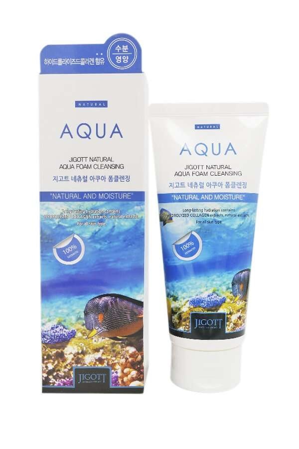 Пенка для умывания с аквамарином NATURAL AQUA FOAM CLEANSING, JIGOTT, 180 мл