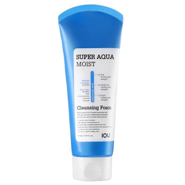 Пенка для лица увлажняющая с гиалуроновой кислотой IOU Super Aqua Moist Cleansing Foam, Welcos, 150 мл