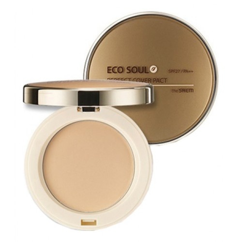 Пудра компактная Eco Soul Perfect Cover Pact 21 Light Beige, THE SAEM, 11 г