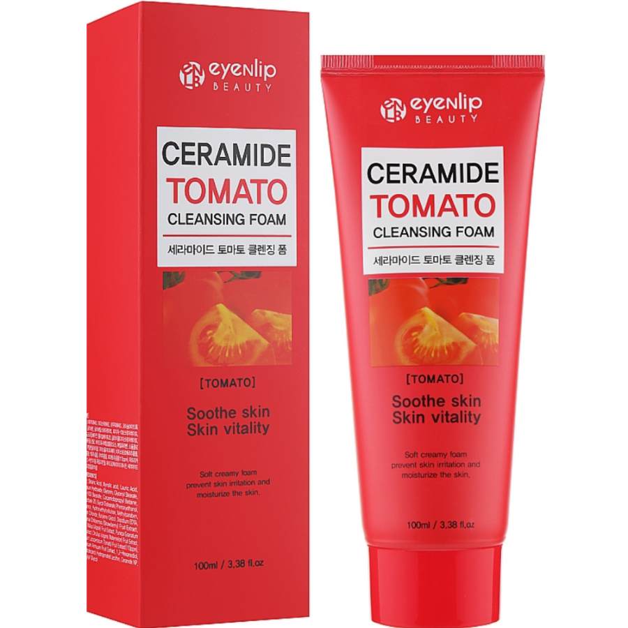 Пенка для лица с томатом CERAMIDE TOMATO CLEANSING FOAM, EYENLIP, 100 мл