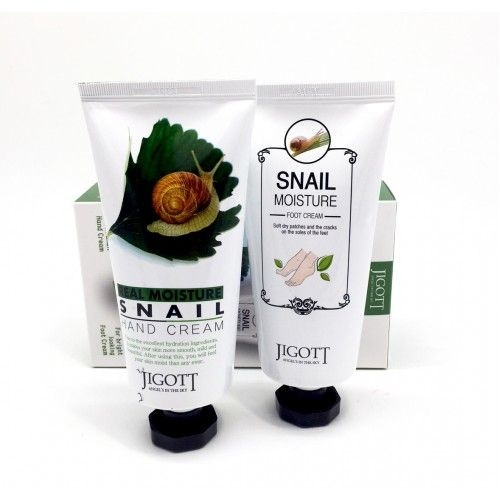 Набор кремов для рук и ног с экстрактом слизи улитки Real Moisture Snail Hand & Foot Set, Jigott 100 мл x 2