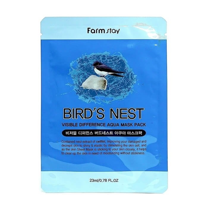 Маска тканевая VISIBLE DIFFERENCE BIRDS NEST AQUA MASK PACK, FarmStay 