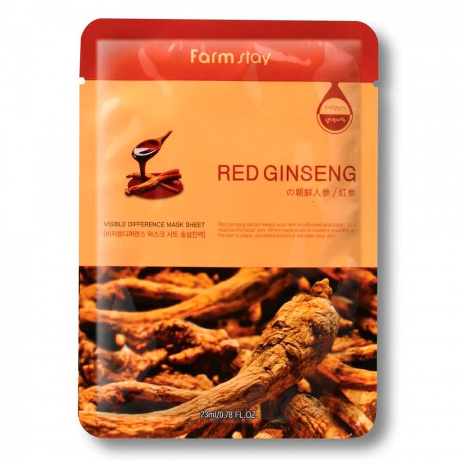 Маска тканевая VISIBLE DIFFERENCE MASK SHEET RED GINSENG, FarmStay, 23 мл