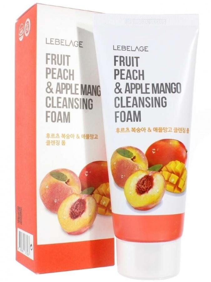 Пенка для лица очищающая с экстрактами персика и манго FRUIT PEACH&APPLE MANGO CLEANSING FOAM, LEBELAGE, 100 мл