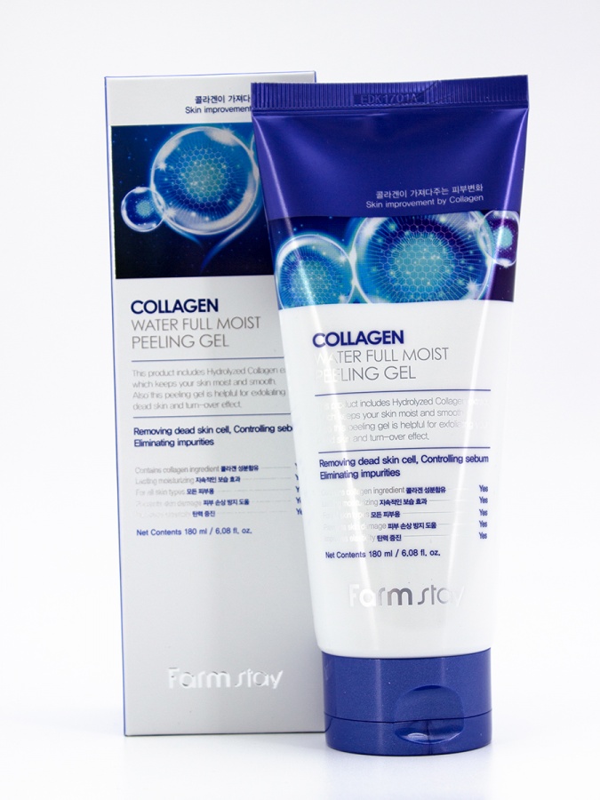 Гель коллагеновый отшелушивающий Collagen water full moist PEELING GEL, Farmstay, 180 мл