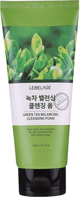 Пенка для умывания балансирующая с экстрактом зеленого чая GREEN TEA BALANCING CLEANSING FOAM, LEBELAGE, 180 мл