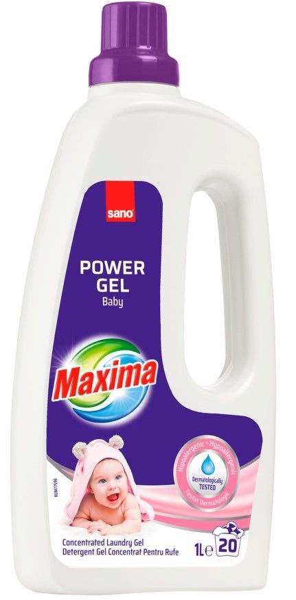 Концентрированный гель для стирки детского белья, Maxima Power Gel Baby, SANO, 1 л, на 20 стирок