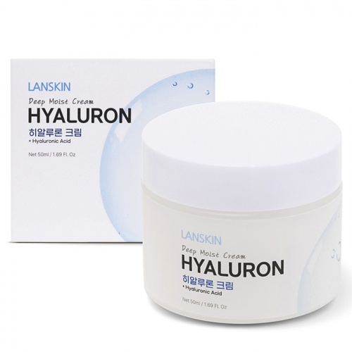 Глубоко увлажняющий крем для лица с гиалуроновой кислотой, Deep Moist Hyaluron Cream, LanSkin, 50 мл