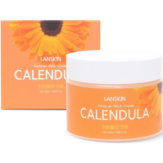 Успокаивающий крем для лица с экстрактом календулы, Natural Herb Calendula Cream, LanSkin, 50 мл