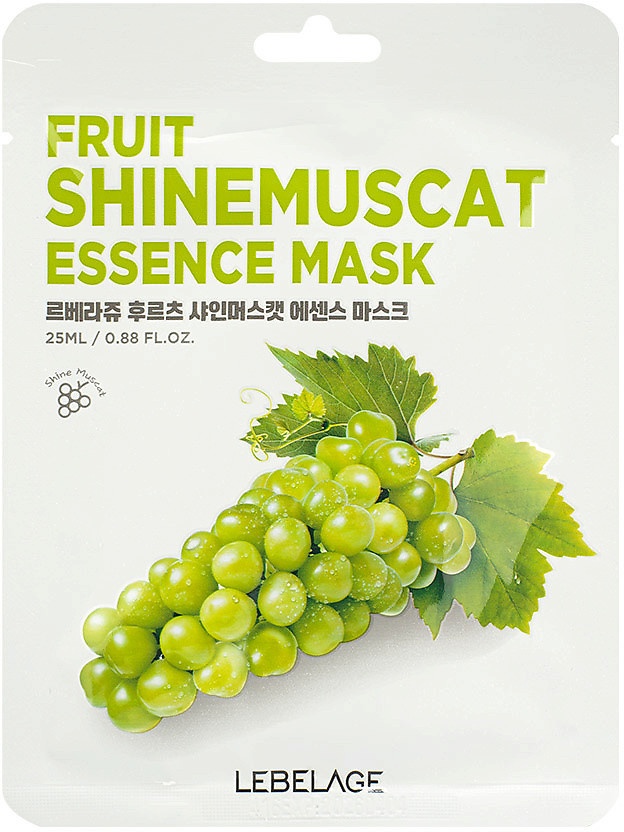 Маска для лица тканевая  с экстрактом винограда, FRUIT SHINEMUSCAT ESSENCE MASK, LEBELAGE, 25 мл