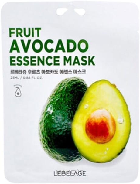 Маска для лица тканевая с экстрактом авокадо, FRUIT AVOCADO ESSENCE MASK, LEBELAGE, 25 мл