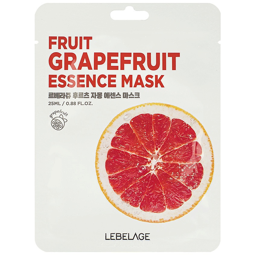 Маска для лица тканевая с экстрактом грейпфрута, FRUIT GRAPEFRUIT ESSENCE MASK, LEBELAGE, 25 мл