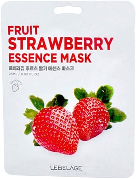 Маска для лица тканевая с экстрактом клубники, FRUIT STRAWBERRY ESSENCE MASK, LEBELAGE, 25 мл