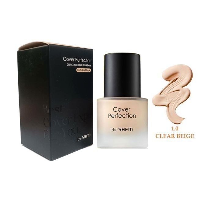 Основа для лица тональная Cover Perfection Concealer Foundation 1.0 Clear Beige_Handy, THE SAEM, 15 мл