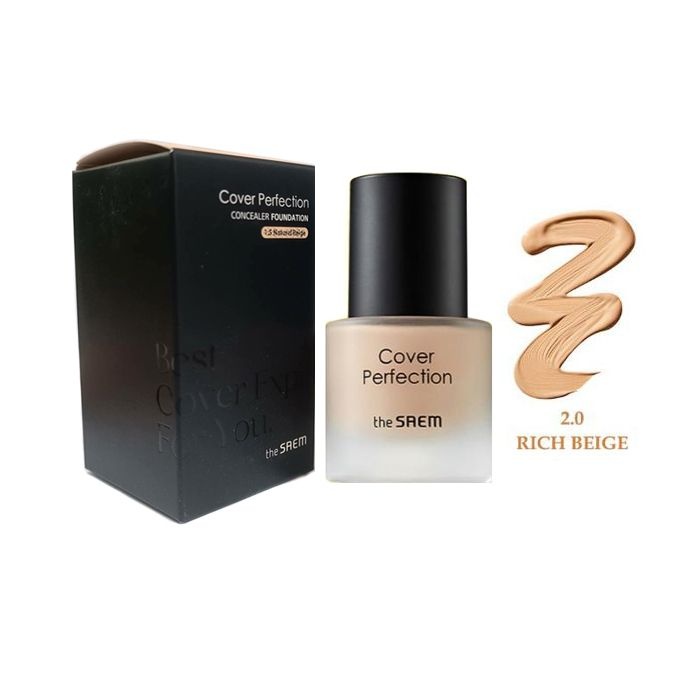 Основа для лица тональная Cover Perfection Concealer Foundation 2.0 Rich Beige_Handy, THE SAEM, 15 мл