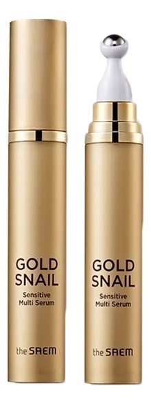 Сыворотка-роллер для лица с экстрактом золотой улитки, Gold Snail Sensitive Multi Serum, The Saem, 15 мл