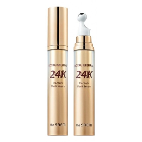 Сыворотка для лица питательная с роллером Royal Natural 24K Placenta Multi Serum, THE SAEM, 15 мл