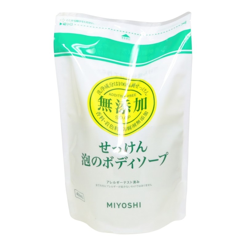 Пенящееся жидкое мыло для тела на основе натуральных компонентов, Additive Free Bubble Body Soap, MIYOSHI, 450 мл (мягкая упаковка)