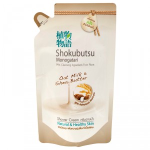 Крем-гель для душа с овсяным молочком и маслом ши Shokubutsu Oat Milk and Shea Butter Shower Cream, CJ LION  500 мл (запаска)