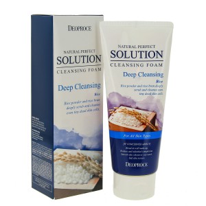 Пенка для умывания Рисовая вода Natural Perfect Solution Cleansing Foam Deep Cleansing Rice, DEOPROCE   170 г