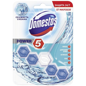 Блок для очищения унитаза, свежесть океана Power 5, Domestos 55 г