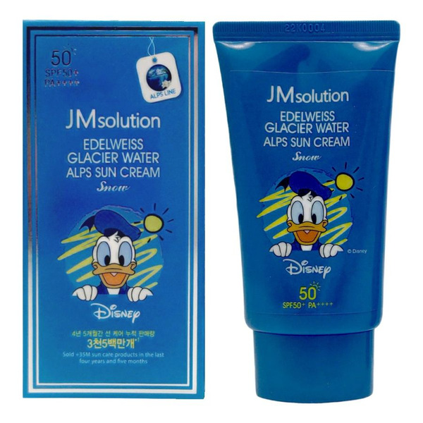 Охлаждающий солнцезащитный крем SPF50+/PA++++ Edelweiss Glacier Water Alps Moist Suncream Snow Disney Donald Duck, Jm solution 50 мл