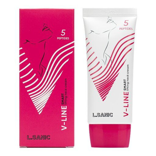 Крем-лифтинг для шеи и коррекции овала лица, V-Line 5 Peptides Smart Lifting Neck Cream, L.Sanic, 60 мл