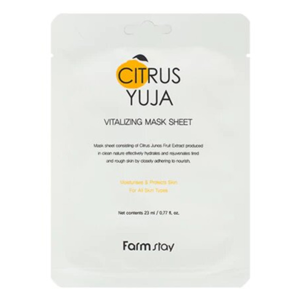 Маска для лица тканевая с экстрактом юдзу освежающая, Citrus Yuja Vitalizing Mask Sheet, FarmStay, 23 мл